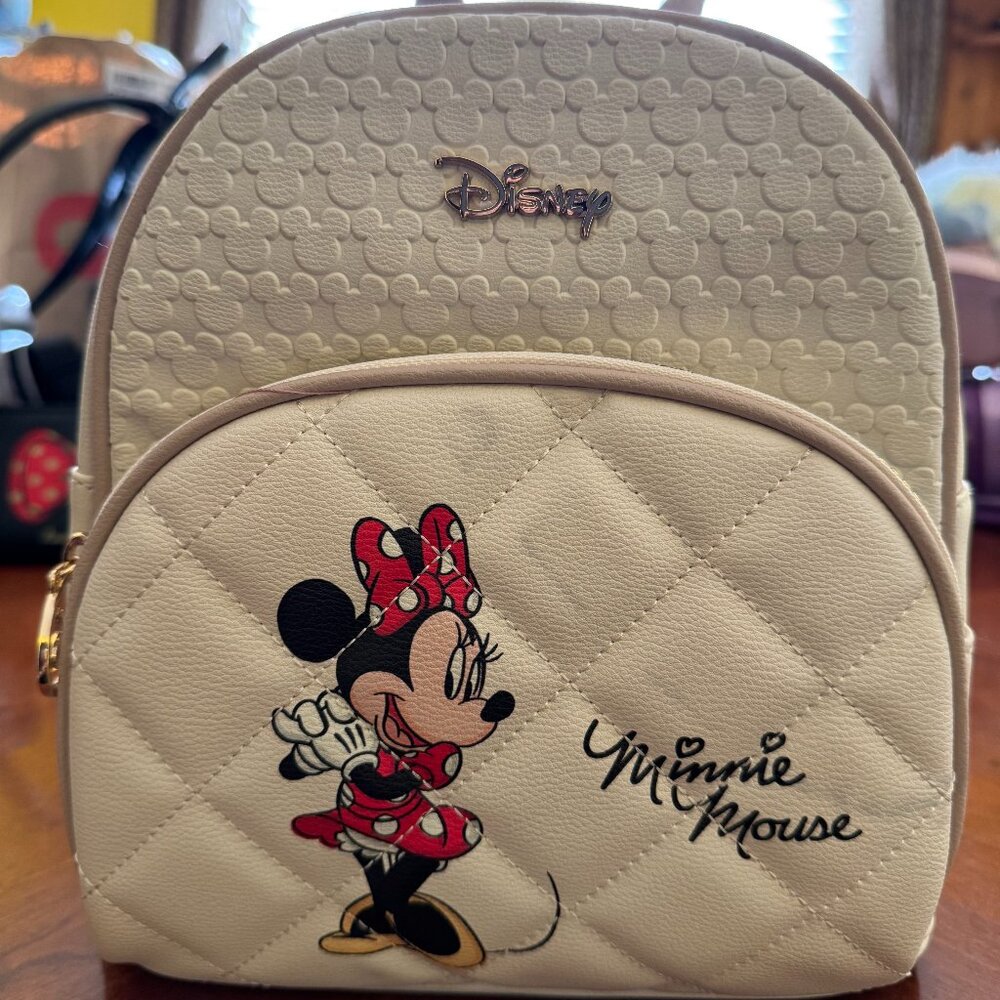 Disney White Minnie Mouse Mini Backpack Adjustable Straps NEW WITHOUT TAGS